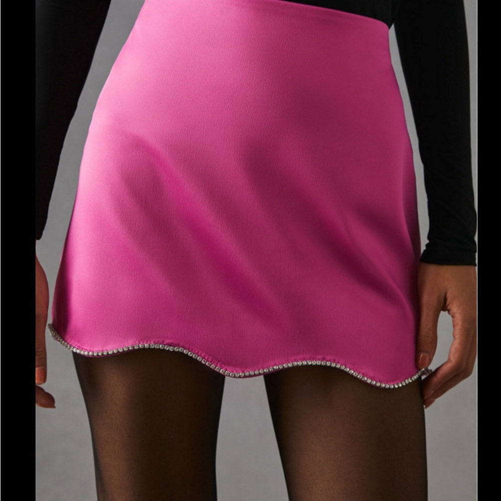 Anthropologie Pink scalloped Embellished Mini Skirt - NWT